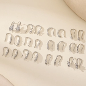 Silver cubic zirconia ear hooks DIY jewelry making findings in various styles