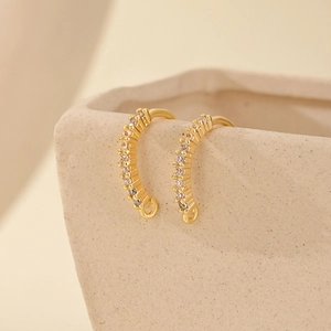 Gold plated zircon earring hooks with hanging loops for DIY jewelry making and crafts