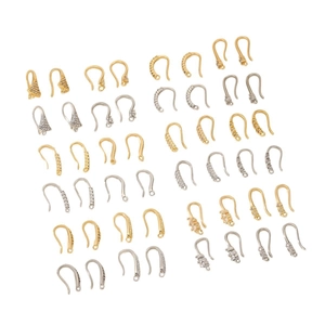 DIY jewelry earring hooks in gold and silver plating with cubic zirconia settings
