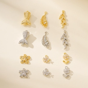 Alloy Zirconia Geometric Pendants For DIY Jewelry Making Necklaces Earrings Findings Leaf Butterfly Flower Fish Tail Charms
