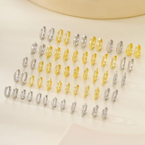 Minimalist Metal Huggie Hoop Earrings DIY Jewelry Making Findings Round Geometric Gold Silver Plated Earring Accessories