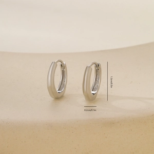 Polished silver metal hoop earring findings measuring 1.3cm in height for jewelry making