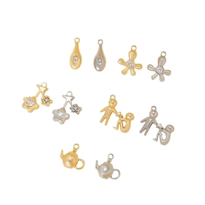 Geometric zircon charms in gold and silver for DIY jewelry making and handmade necklaces