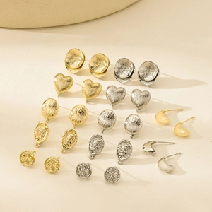 Componenti per orecchini geometrici in oro e argento in varie forme per gioielli fai-da-te