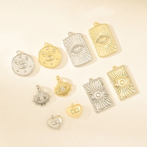 Ciondoli malocchio in oro e argento con zirconi per creazione gioielli DIY