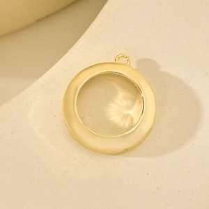 Polished 18K gold-plated circular ring pendant for DIY necklace jewelry making