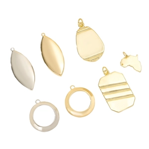 Polished gold and silver geometric pendants in various shapes for DIY jewelry making