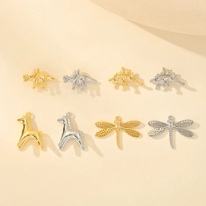 Pendentifs animaux 3D dorés et argentés avec dinosaures et chevaux pour bijoux DIY