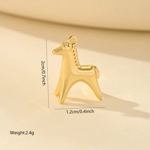 Detailed macro view of 18k gold plated horse pendant with 2cm height and 2.4g weight
