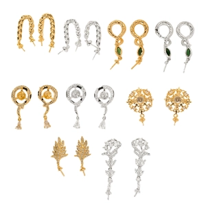 Luxurious geometric zircon copper earring findings in various gold and silver plated styles