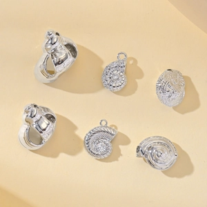 Silver marine ocean animal charms with cubic zirconia for DIY jewelry making