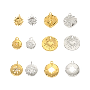 Pendentifs assortis en or et argent avec motifs soleil, cœur et étoile pour bijoux DIY