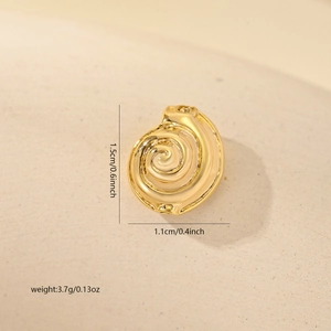 Detailed dimension guide for golden conch pendant showing 1.5cm height and 1.1cm width