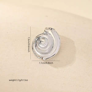 Macro view of silver sea shell pendant showing dimensions 1.5cm by 1.1cm for DIY jewelry