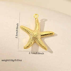 Detailed size view of gold starfish pendant with pearl texture for DIY jewelry