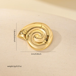 Macro detail of gold snail pendant with measurements 2cm length and 1.6cm height