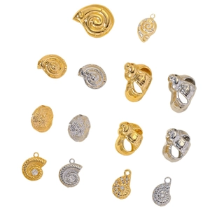 Zircon seashell pendants for DIY ocean-themed jewelry crafting in gold and silver