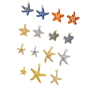 Starfish charms with colorful enamel and zircon stones for DIY jewelry making
