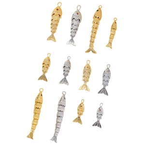 Pendentifs de carpes koi articulés en or et argent pour la création de bijoux DIY