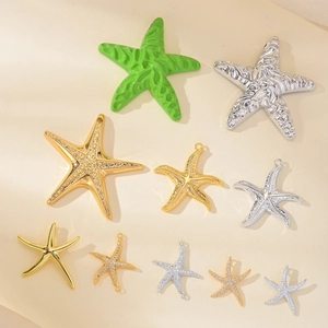 Copper starfish pendants with zircons and enamel for DIY necklaces and bracelets