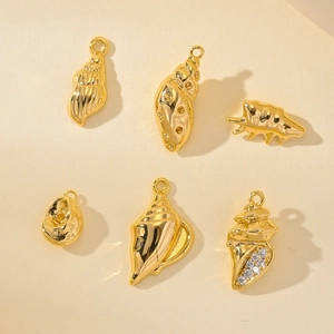 Gold plated ocean animal charms with cubic zirconia for DIY necklaces and bracelets