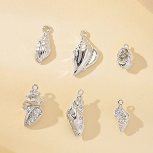 Silver marine shell pendants with cubic zirconia for DIY jewelry making accessories