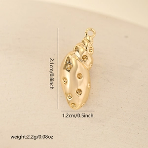 Macro detail of conch pendant charm with dimensions 2.1cm height and 1.2cm width