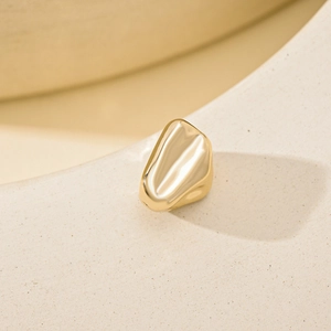 Golden irregular organic shaped metal beads with polished liquid texture for DIY jewelry