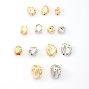 Irregular metal spacer beads in gold and silver plating for DIY jewelry making
