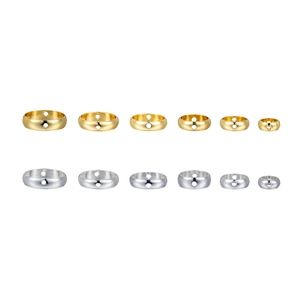 DIY jewelry making components with gold and silver double-hole beads in six various sizes