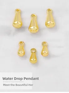 Zes gouden druppelhangers in twee maten voor het maken van DIY-sieraden