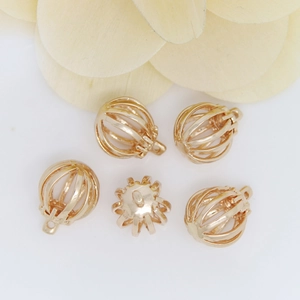 Golden hollow lantern cage sphere pendant charms for DIY jewelry making accessories