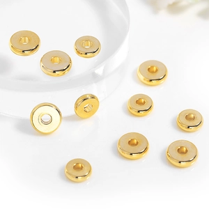 Cuentas Espaciadoras Redondas de Metal Galvanizado en Oro Hallazgos de Junta Plana para Hacer Joyería DIY Accesorios de Pulsera
