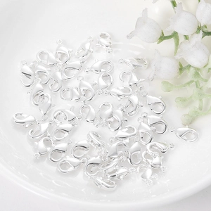 Silver-plated metal lobster clasps for DIY jewelry making and necklace assembly