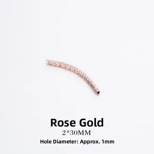 Macro shot of 2x30mm rose gold faceted tube bead for DIY jewelry making with 1mm hole
