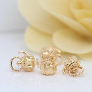 Elegant gold teapot pendant with vertical stripes for DIY jewelry making and necklaces