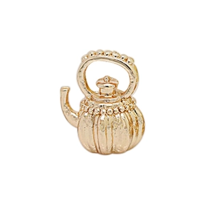 Miniature gold teapot pendant with pumpkin texture for DIY jewelry and necklaces