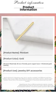 Detailed view of long gold-plated copper cylinder pendant for DIY jewelry making accessories