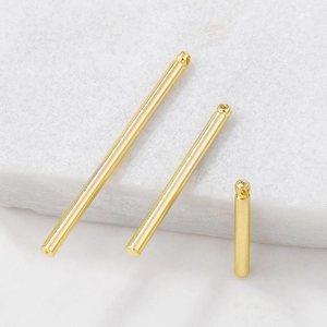 Gold Plated Smooth Cylindrical Pendant For DIY Jewelry Making Minimalist Copper Tube Charms For Necklace Bracelet Handmade Findings
