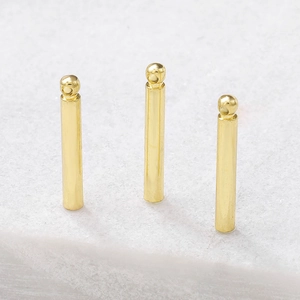 Three gold-plated polished cylindrical pendant connectors for DIY jewelry making