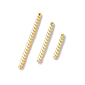 Polished gold plated cylindrical pendant charms in three sizes for DIY jewelry making