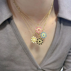 Bohemian Stainless Steel Solar Compass Pendant Necklace For Women Colorful Enamel Medallion Beaded Satellite Chain Gold Plated Vintage Jewelry