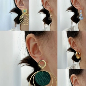 Vintage Titanium Steel Earrings For Women Bohemian Gold Plated Geometric Sunflower Drop Earrings With Artificial Pearl Rhinestone Jewelry
