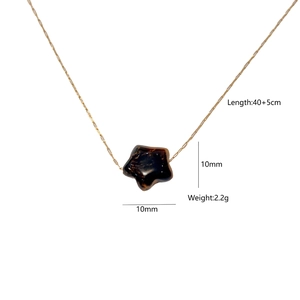 Detailed size specifications for gold star necklace with 10mm dark marble stone pendant