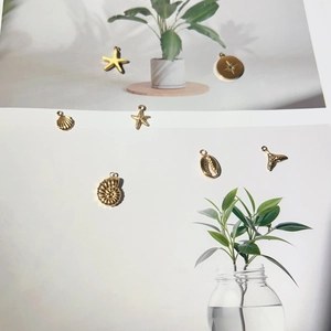 Goldene Meeresanhänger aus Edelstahl mit Seestern- und Muscheldesign für DIY-Schmuck