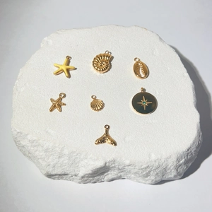 Ozean Serie Edelstahl Marine Anhänger Vergoldet DIY Schmuckherstellung Muschel Seestern Fischschwanz Charms Für Halskette