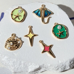 DIY Ocean Theme Stainless Steel Pendants Starfish Stingray Shell Star Enamel Jewelry Making Charm For Necklace Bracelet Women Jewelry Findings