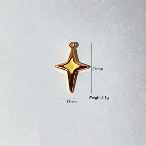 Gold plated stainless steel star pendant with yellow enamel and 27mm height dimensions