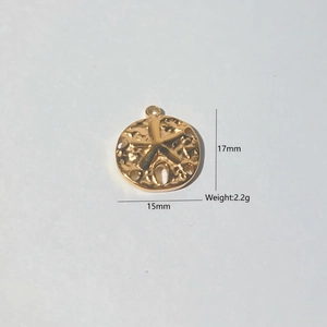 Golden sea urchin starfish pendant in vacuum plated stainless steel for DIY jewelry