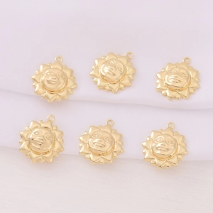 Set van 6 gouden zon-bedeltjes voor DIY-sieraden maken zoals kettingen en oorbellen